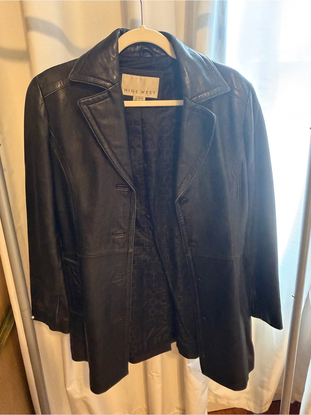 Nine West Black Leather Blazer Jacket